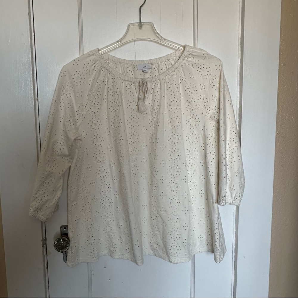 Casual J Jill Cream eyelet top